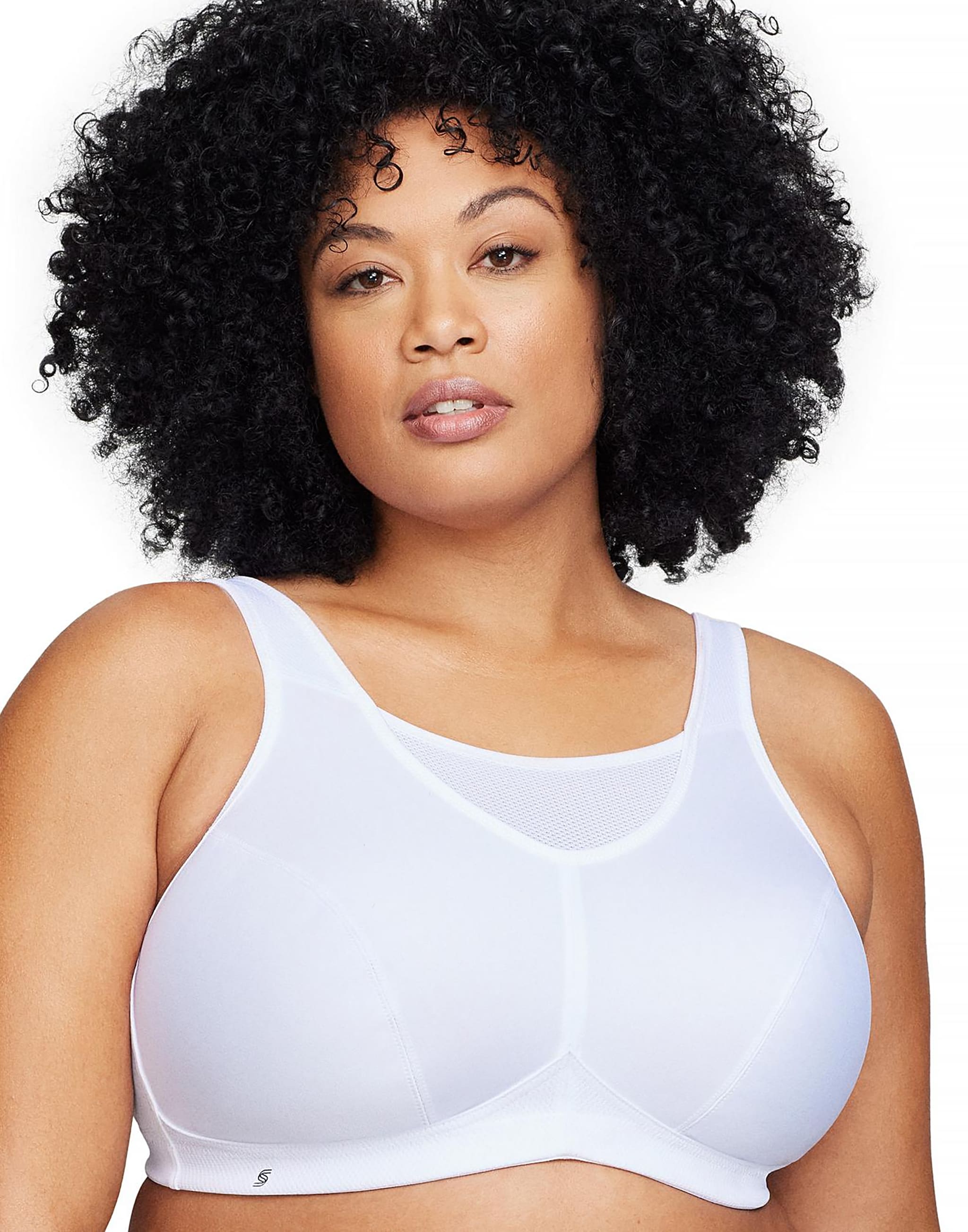 A woman wearing white sports bra