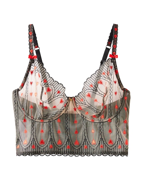 Simply Be Sexy Stripy Hearts Underwired Non Padded Longline Bra B-F