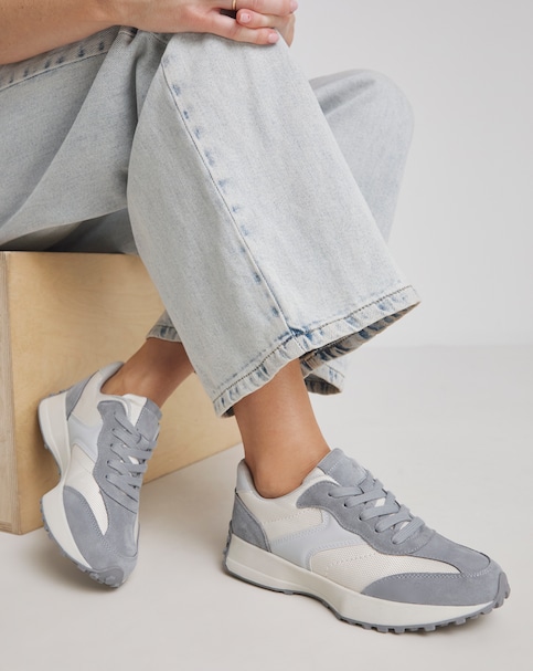 Akira Suede Retro Runner Trainer - Wide Fit (E)