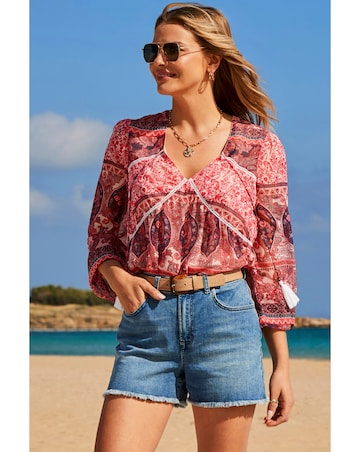 Sosandar Tie Front Blouse