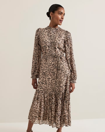 Phase Eight Eve Leopard Fil Coupe Print Midi Dress