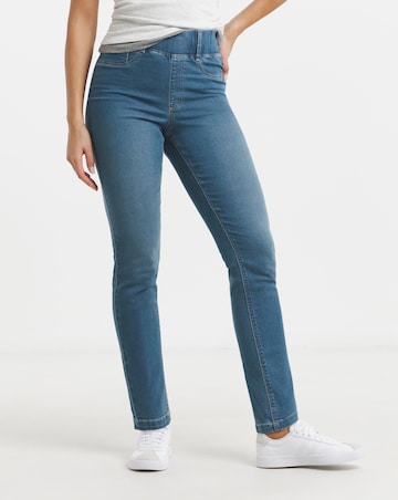 Mid Wash Stretch Slim Pull On Jeggings