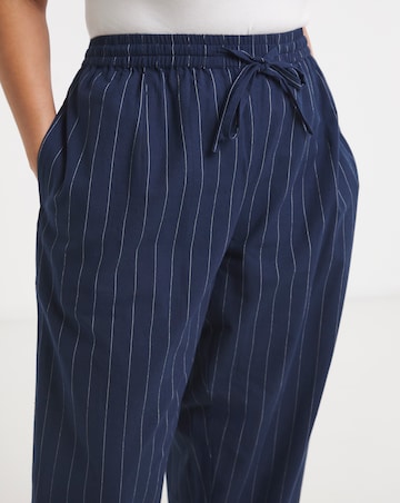 Simply Be Navy Pinstripe Barrel Trouser