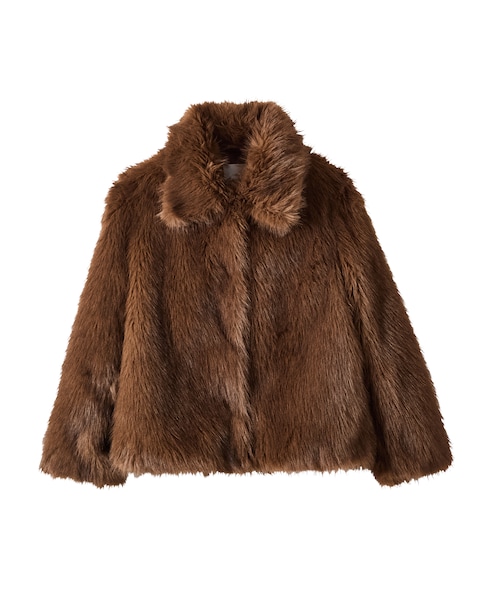 Simply Be Chocolate Short Faux Fur Coat