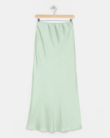 Flounce London Sage Green Heavy Satin Slip Maxi Skirt