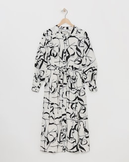 Joanna Hope Ivory Print Tie Waist Shirt Dress