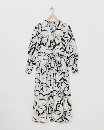 Joanna Hope Ivory Print Tie Waist Shirt Dress