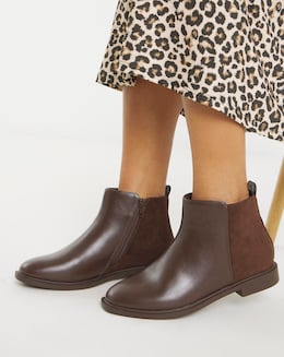 Ruth Classic Mixed Material Ankle Boots - Extra Wide Fit (EEE)