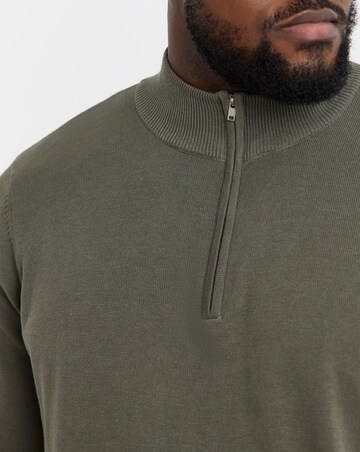 Cotton 1/4 Zip Funnel Knit Top