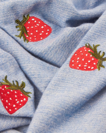 Furn. Fruits Lightweight Strawberry Embroidered Throw