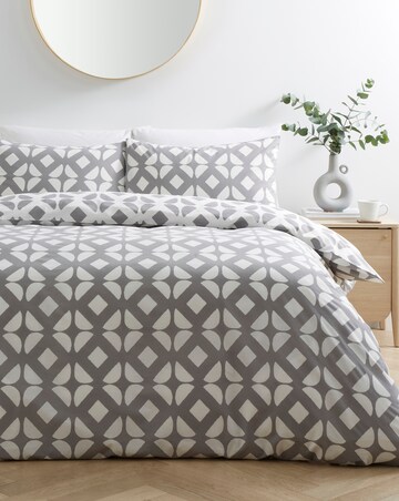 Gray & Osbourn Arran Tile Print Duvet Set Grey