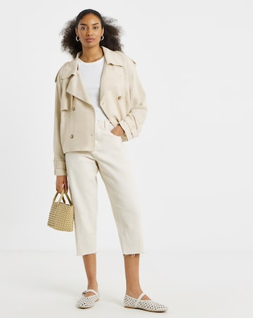 Simply Be Neutral Cropped Linen Trench
