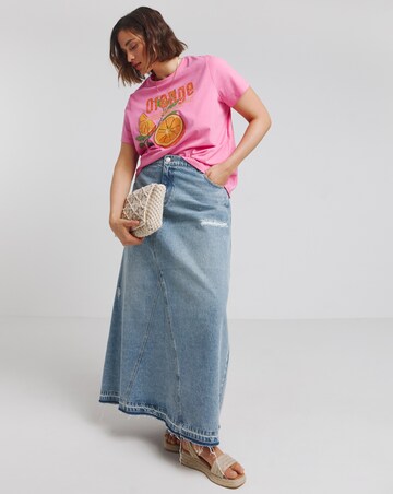 Hot Pink Oranges Slogan T-Shirt