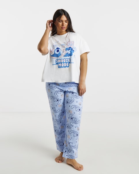 Stitch Snooze Mode Graphic Cotton Pyjama Set