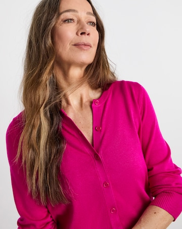 Raspberry Crew Neck Cardigan