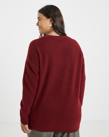 Simply Be Brushed Yarn Burgundy Slogan Knitted Crew Neck Jumper