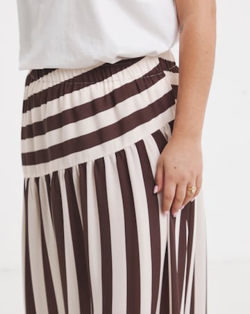 Chocolate Stripe Asymmetric Skirt