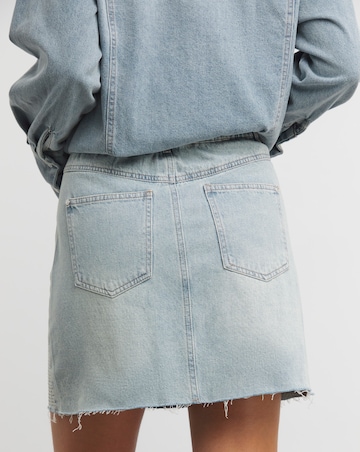 Light Wash Embellished Mini Skirt