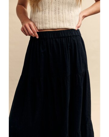 Nobody's Child Black Linen-blend Tiered Maxi Skirt