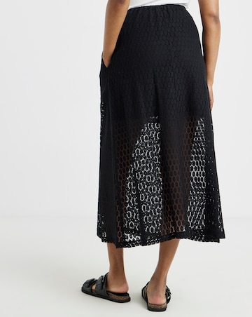 Simply Be Black Lace Midaxi Aline Skirt