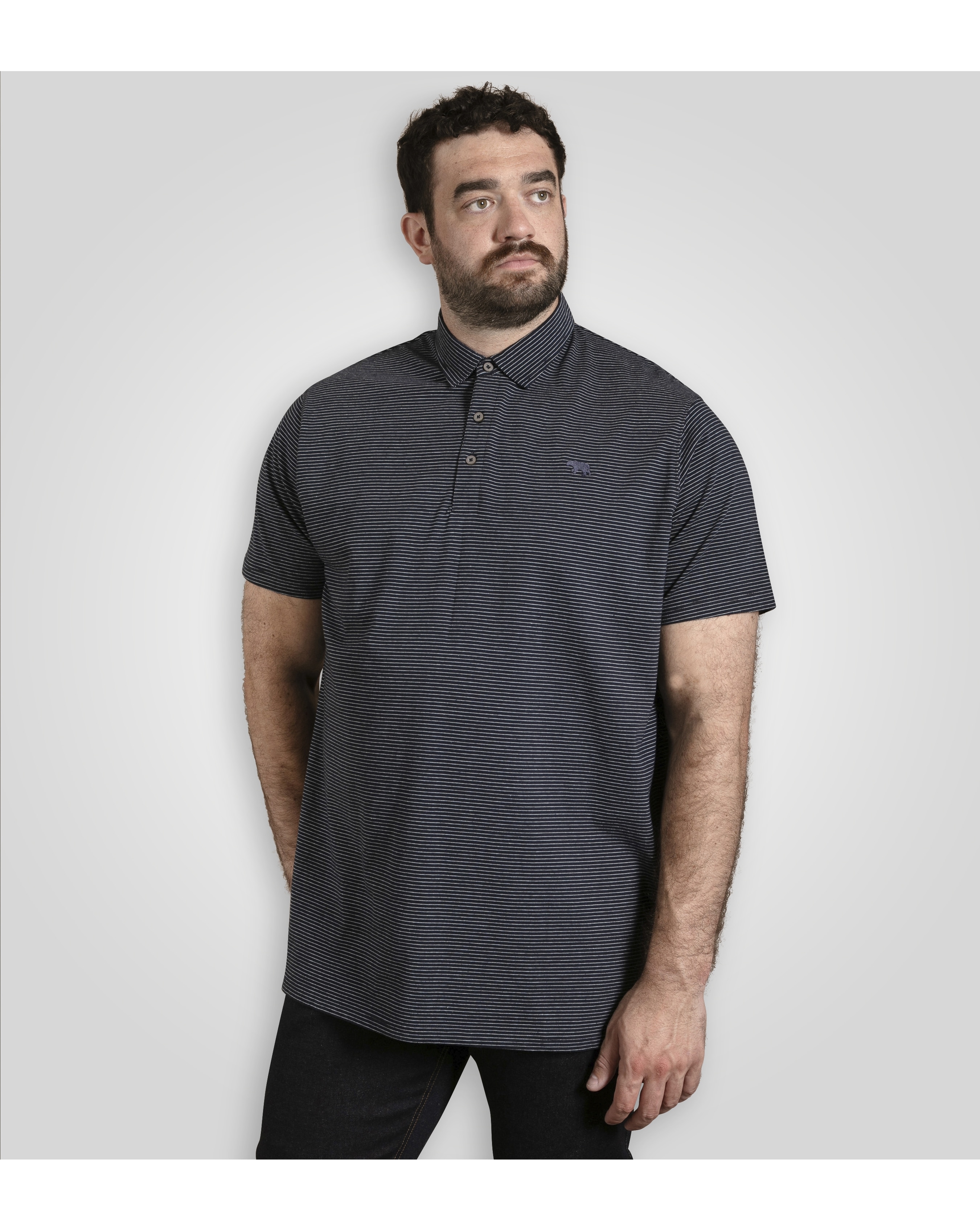 D555 Big And Tall Scunthorp Feeder Stripe Jersey Polo With Bear
