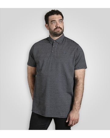 D555 Big And Tall Scunthorp Feeder Stripe Jersey Polo With Bear Embroidery- Navy