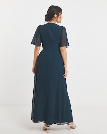 Maya Deluxe Chiffon Floral Embellished V-neck Maxi