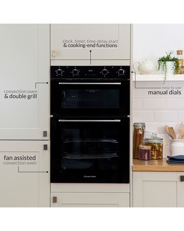 Russell Hobbs RH89DEO2001B/02 89cm High Built-In Double Oven Black Install