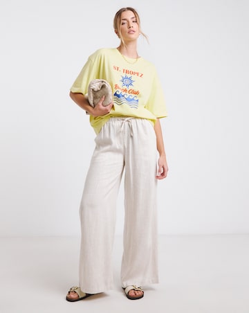 Simply Be Light Yellow Glitter St Tropez Graphic T-Shirt