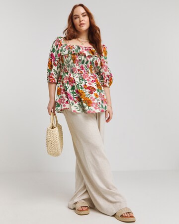 Lovedrobe Floral Shirred Puff Sleeve Top