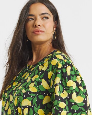 Simply Be Lemon Print Spun Viscose Midi Dress