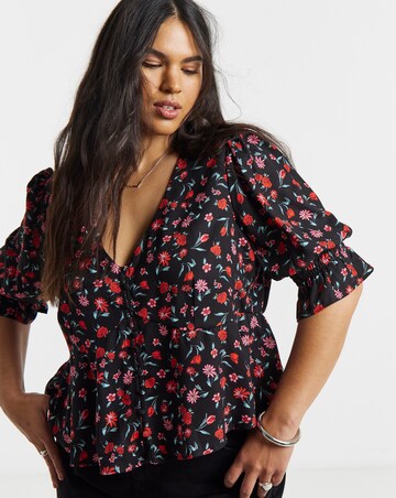 Shirred Sleeve Tea Blouse