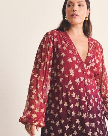 Ombre Star Jacquard Skater Dress