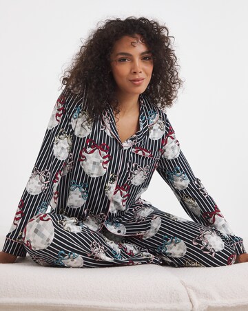 Chelsea Peers Jersey Button Up Disco Ball Print Pyjama Set