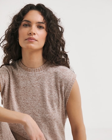 Sleeveless Crew Neck Cosy Longline Vest