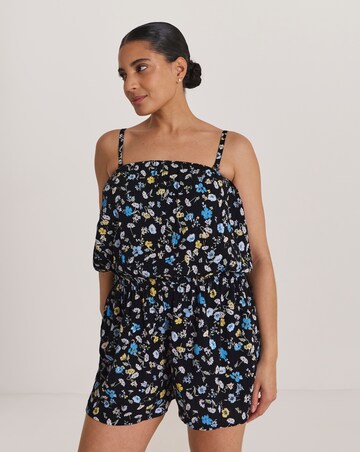 Ditsy Floral Shirred Bandeau Beach Playsuit