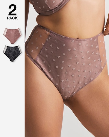 Pretty Secrets (2 Pack) Hannah Heart & Animal Print Full Brief Knickers