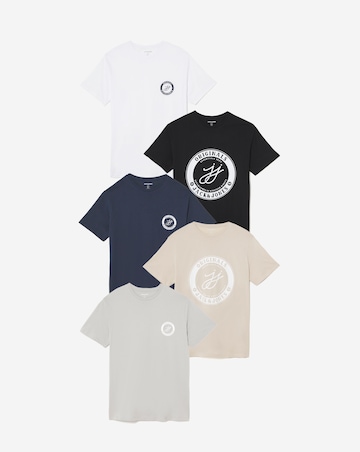 Jack & Jones Theo Logo T-Shirt 5 Pack - Multi