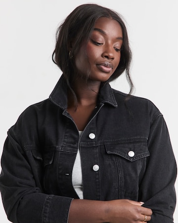 Black Oversized Denim Boyfriend Jacket