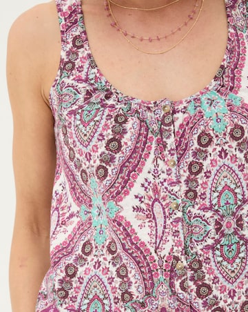 FatFace Flora Cotton Linen Detail Paisley Top