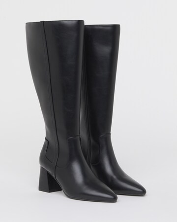 Soprano Block Heel Pointed Knee High Boots Extra Wide Fit (EEE) Super Curvy Calf
