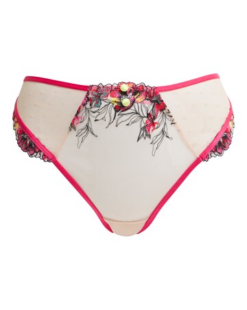 Figleaves Olivia Embroidery High Leg Thong - Neon