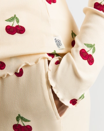 Chelsea Peers Cardigan Ribbed Long Pyjama Set Cherry Print