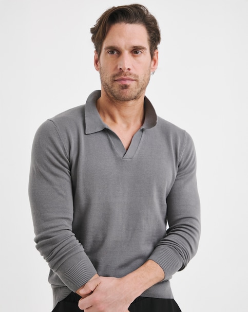 Charcoal Trophy Neck Polo