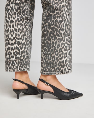 Tilda Ruched Front Kitten Heel Slingback Shoes - Extra Wide Fit (EEE)