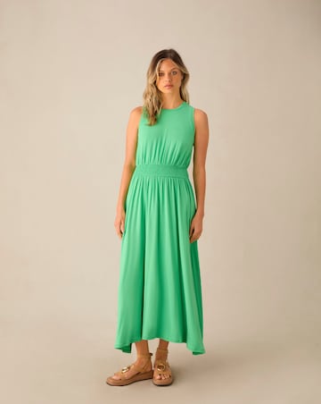 Ro&Zo Green Jersey Shirred Waistband Dress