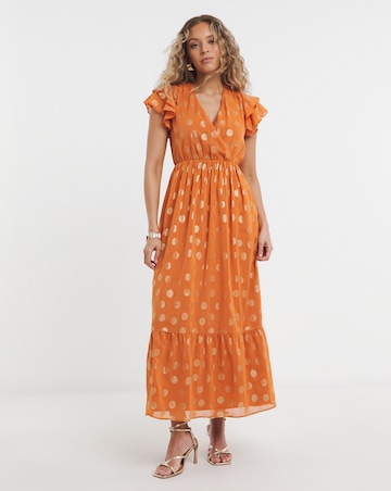 Lovedrobe Wrap Front Flutter Sleeve Midaxi Dress