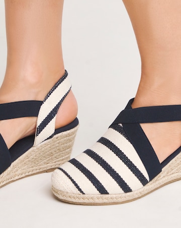 Cassie Crossover Elasticated Espadrille Sandals - Wide Fit (E)
