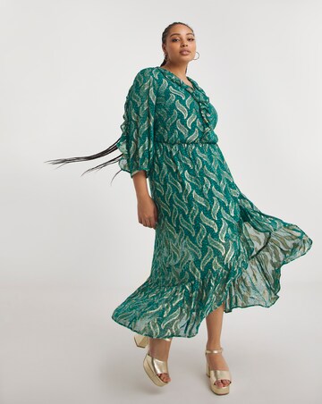 Joanna Hope Foil Print Ruffle Dress