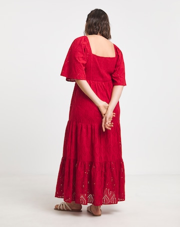 Simply Be Red Broderie Tiered Maxi Dress